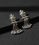 Gold & silver color oxidised earrings showing luxurious dual-tone artistry ideal for celebrations