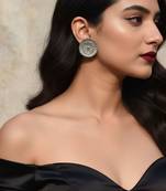 Silver color oxidised earrings crafted with classic oxidised shine perfect for everyday ethnic wear