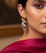 Rani color oxidised earrings featuring radiant dual-tone artistry perfect for weddings and celebrations