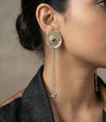 Black color oxidised earrings featuring striking dual-tone contrast ideal for strong statement fashion