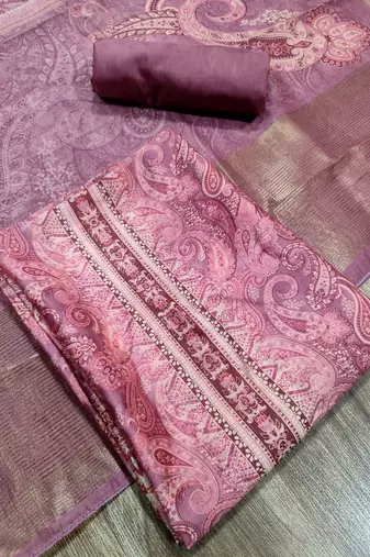 pink assam silk digital printed dress material