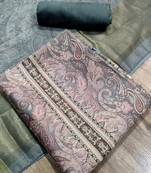 olive assam silk digital printed dress material