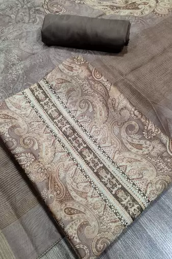 mustard assam silk digital printed dress material