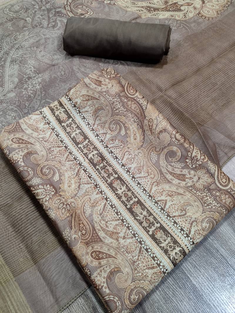 mustard assam silk digital printed dress material