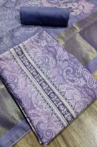 violet assam silk digital printed dress material