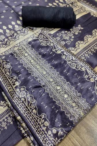 purple assam silk digital printed dress material