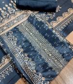 navy blue assam silk digital printed dress material