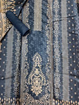 navy blue assam silk digital printed dress material 3