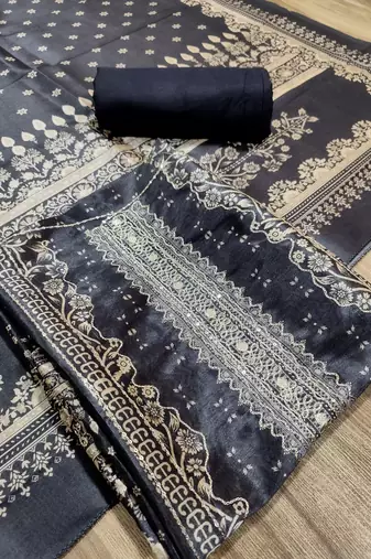 black assam silk digital printed dress material