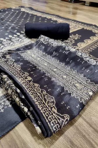 black assam silk digital printed dress material