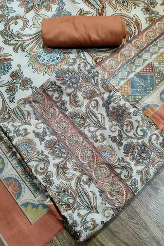 peach assam silk digital printed dress material