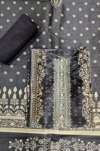 black assam silk digital printed dress material