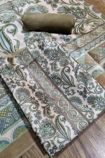 green assam silk digital printed dress material