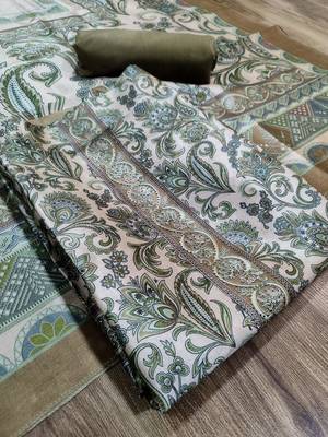 green assam silk digital printed dress material 2
