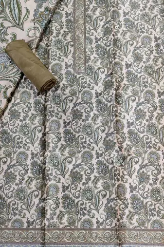 green assam silk digital printed dress material