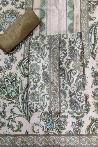 green assam silk digital printed dress material