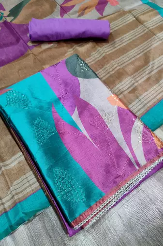 multi assam silk digital printed dress material