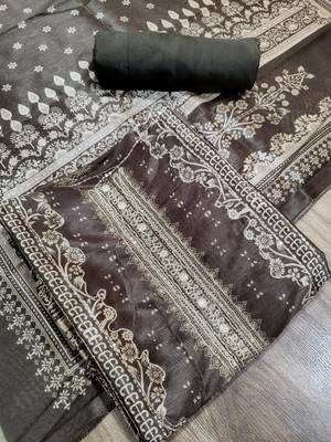 brown assam silk digital printed dress material 1