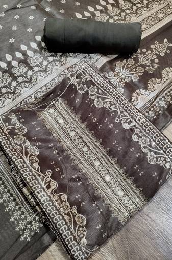 brown assam silk digital printed dress material