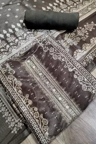 brown assam silk digital printed dress material