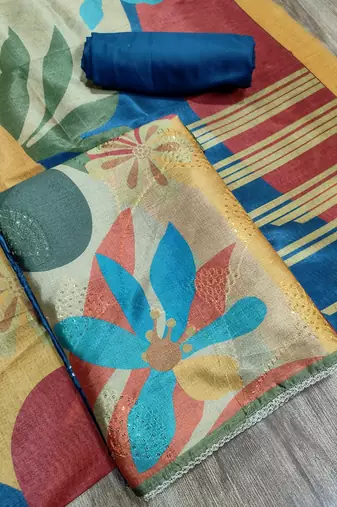 multi assam silk digital printed dress material