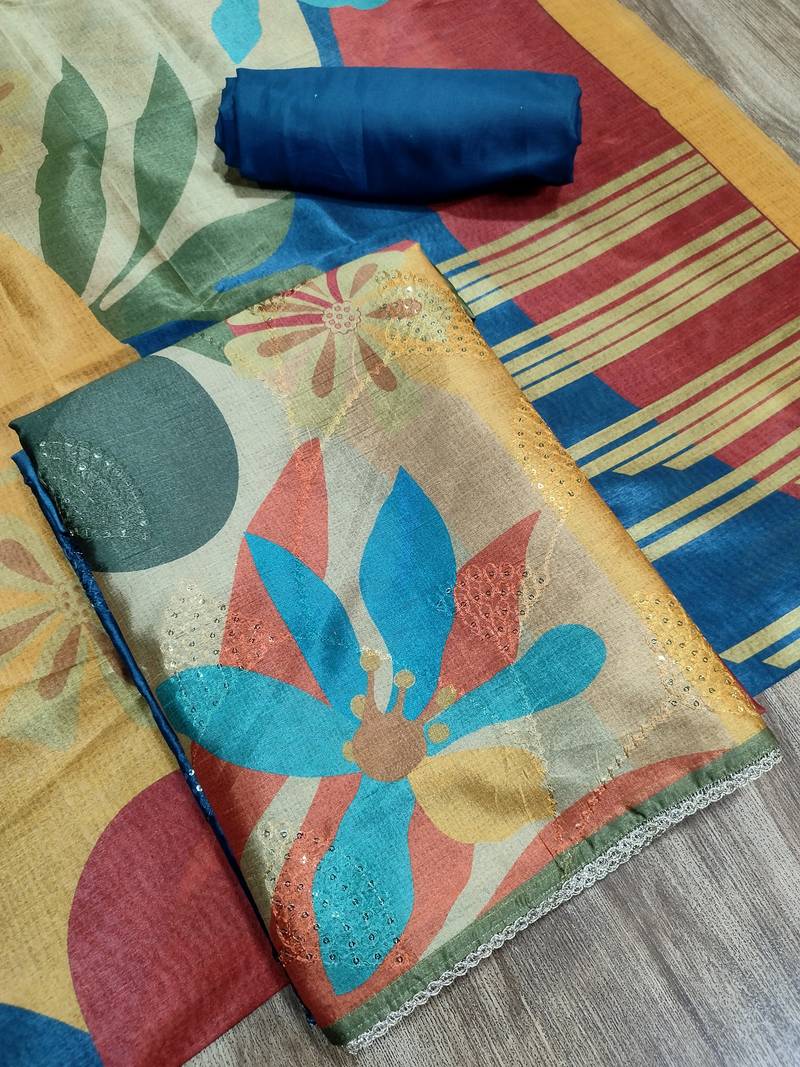 multi assam silk digital printed dress material