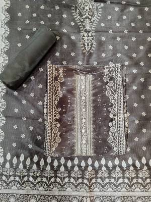 brown assam silk digital printed dress material 4
