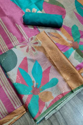 multi assam silk digital printed dress material