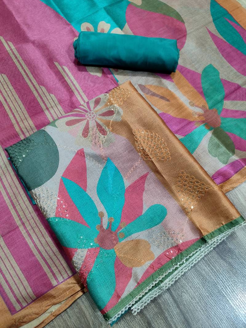 multi assam silk digital printed dress material