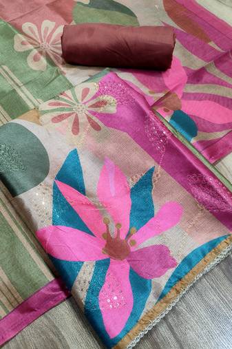 multi assam silk digital printed dress material