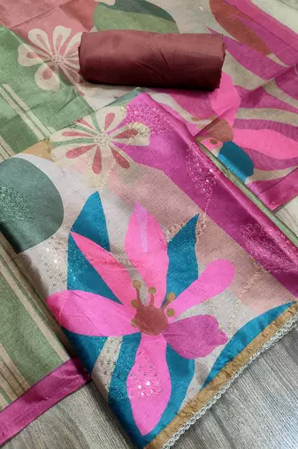 multi assam silk digital printed dress material