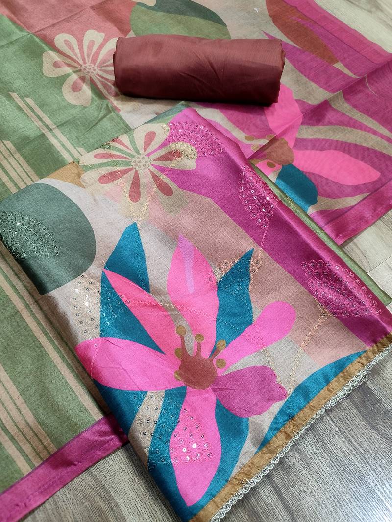 multi assam silk digital printed dress material