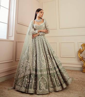 Light Pista Zari Work Lehenga Choli 2