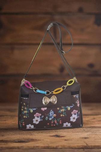 Stylish Women Sling Bag Floral Printed Fabric Crossbody Handbag for Girls