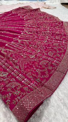 Deep Pink Slub Silk Lehenga Set 3