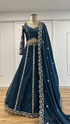 Blue Silk Sequins & Zari Work Lehenga Set 4