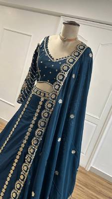 Blue Silk Sequins & Zari Work Lehenga Set 5