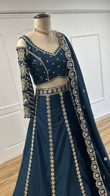 Blue Silk Sequins & Zari Work Lehenga Set 6