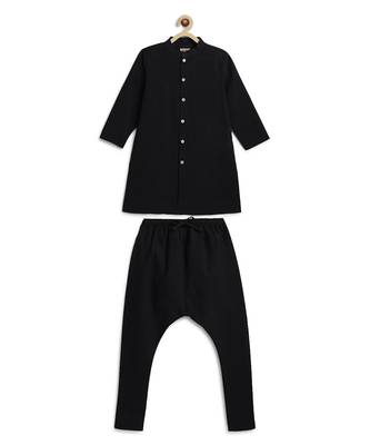 Black cotton kurta pyjama 1
