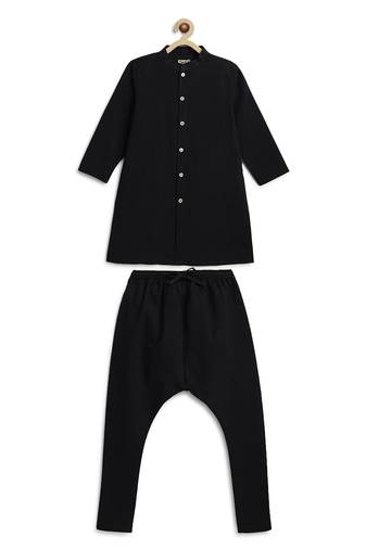 Black cotton kurta pyjama