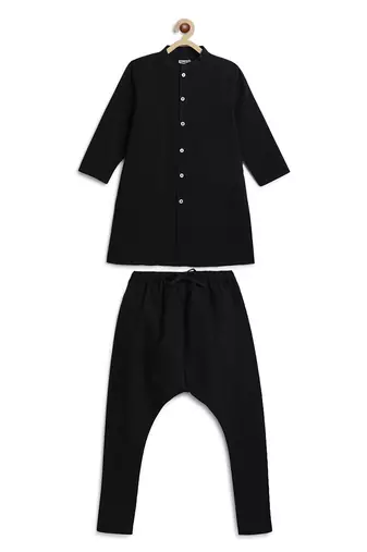 Black cotton kurta pyjama