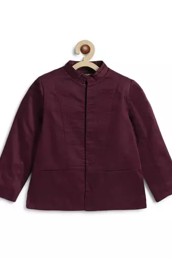 Maroon cotton bandhgala