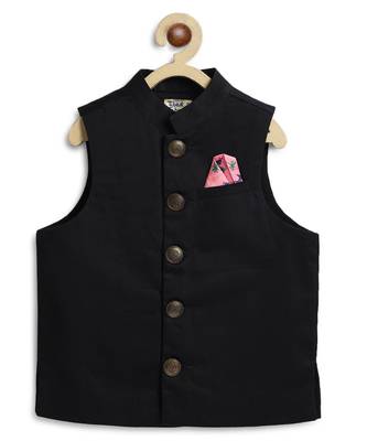 Black cotton nehru jacket 2