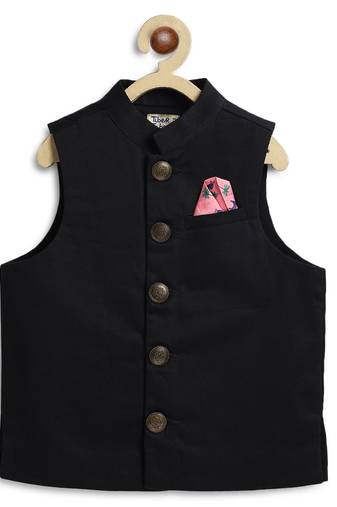 Black cotton nehru jacket