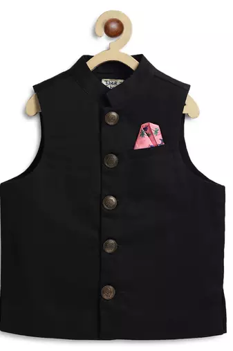 Black cotton nehru jacket