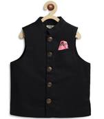 Black cotton nehru jacket