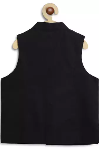 Black cotton nehru jacket