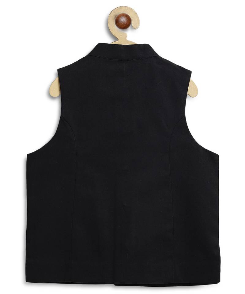 Black cotton nehru jacket