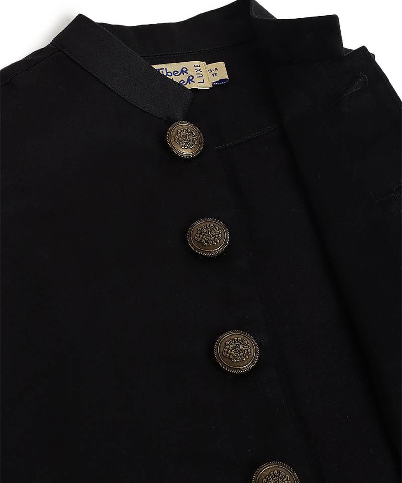 Black cotton nehru jacket