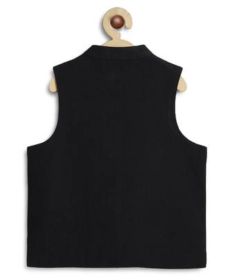 Black embroidered cotton nehru jacket 3